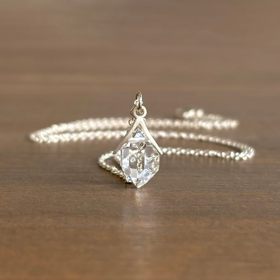 Little Silver Sticks & Stones Herkimer Necklace