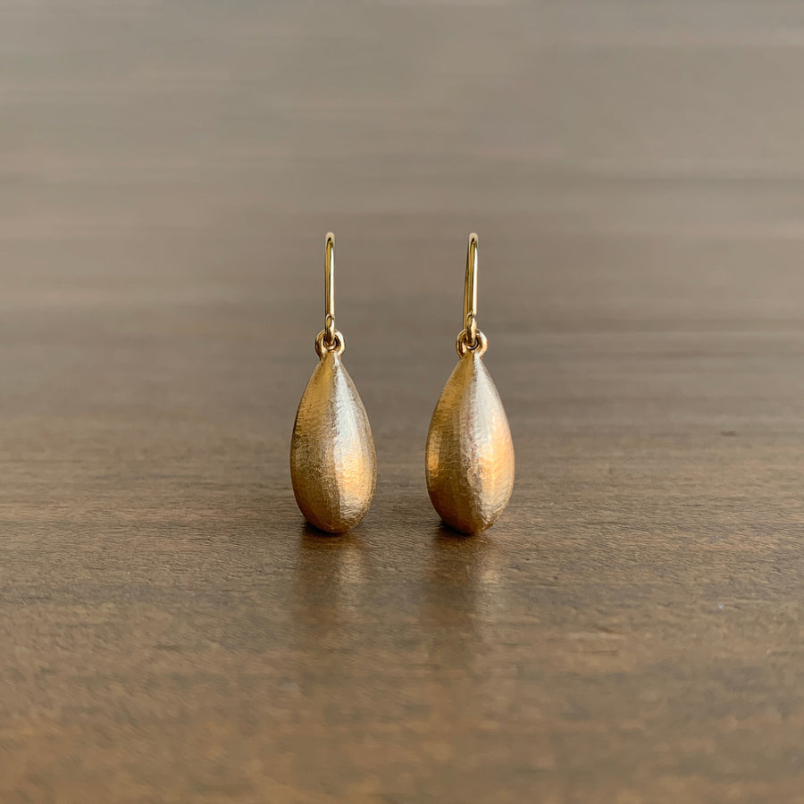 Gold Hewn Teardrop Dangle Earrings