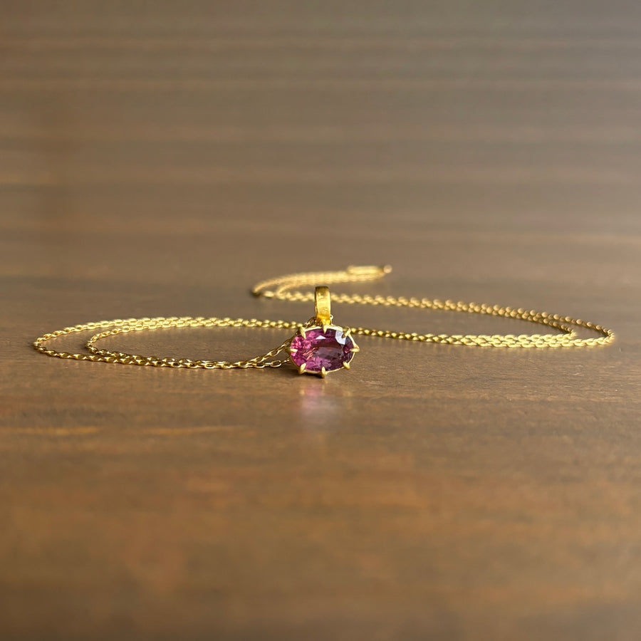 Oval Rubellite Tourmaline Pendant