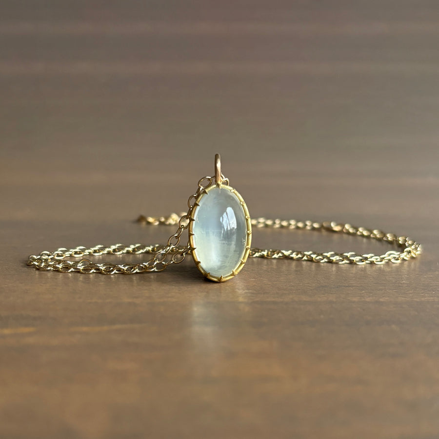 Oval Sage Moonstone Cabochon Pendant