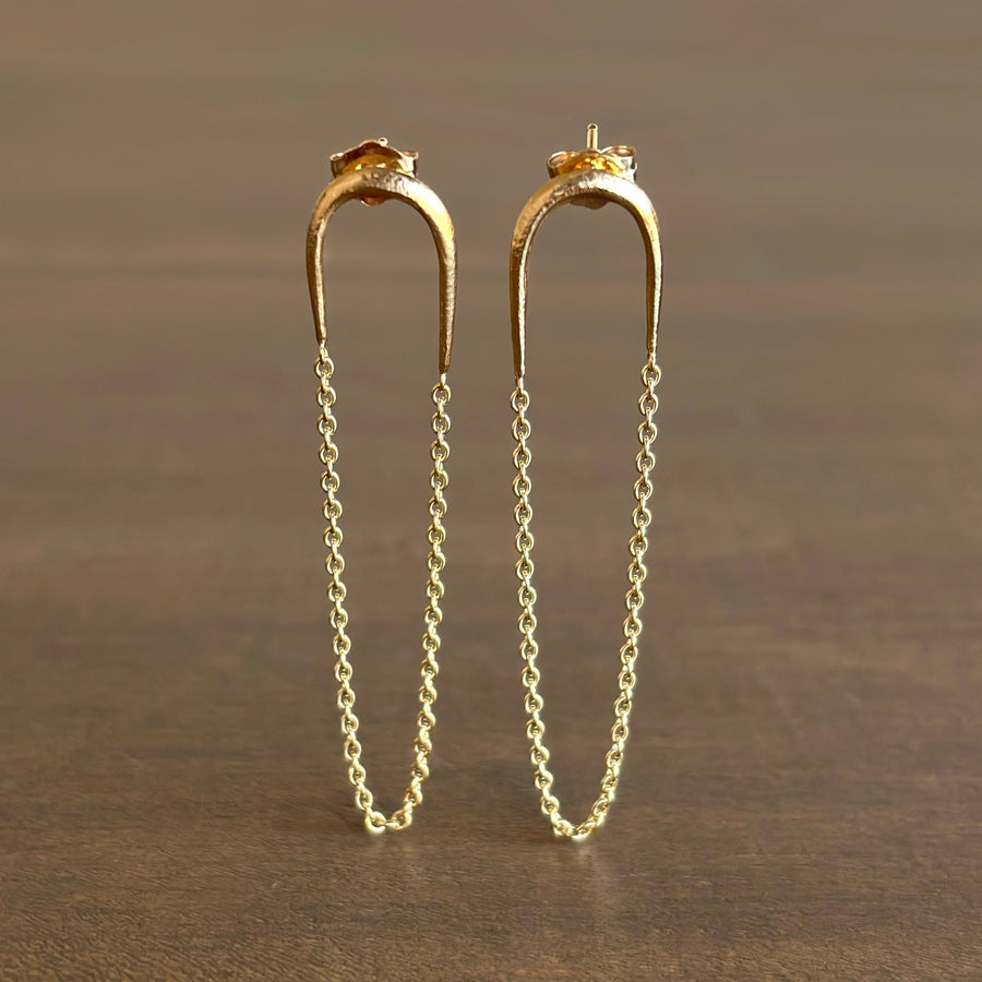 Gold Swinger Dangle Chain Earrings