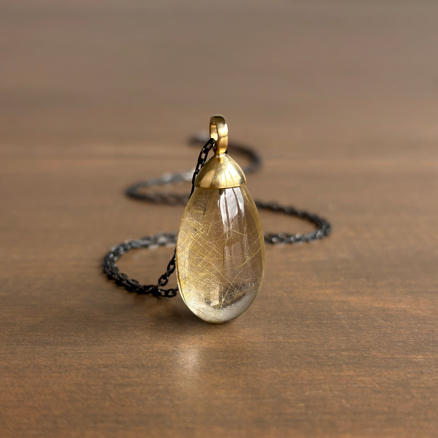 Rutilated Quartz Pebble Necklace
