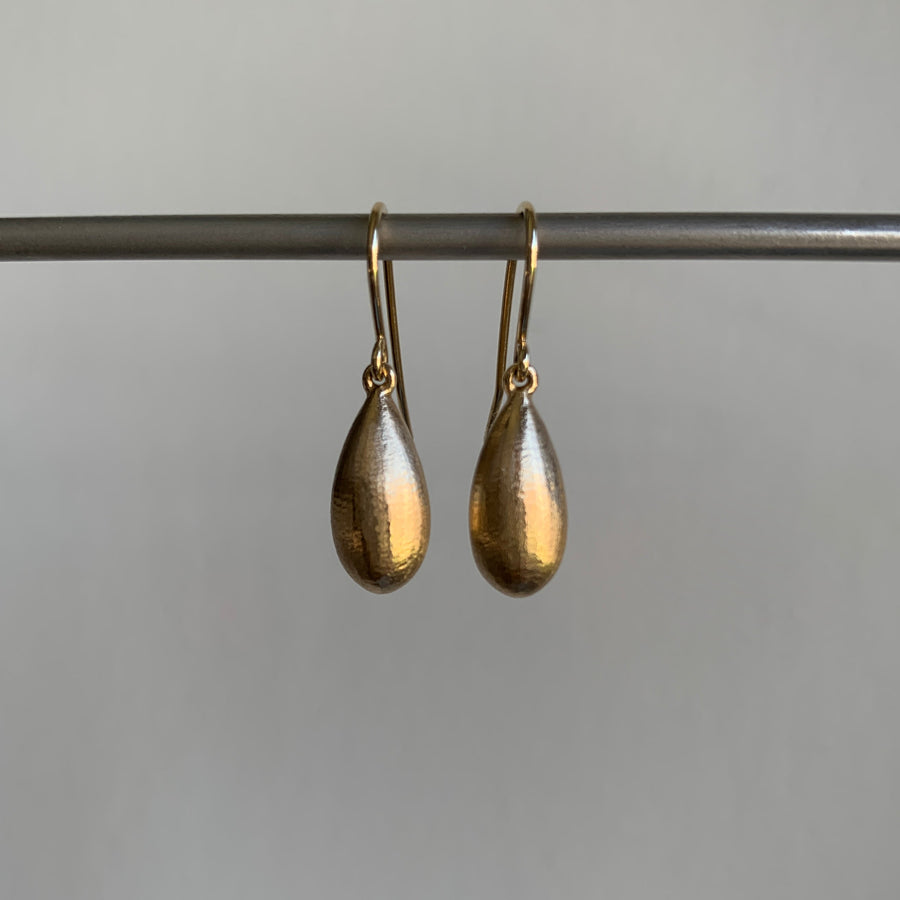 Gold Hewn Teardrop Dangle Earrings