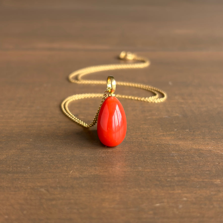 Red Coral Drop Pendant