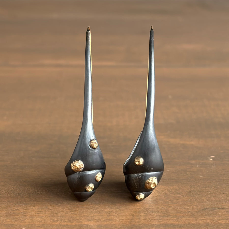 Large Sea Snail Ruthie B. Hoop Earrings with Barnacles