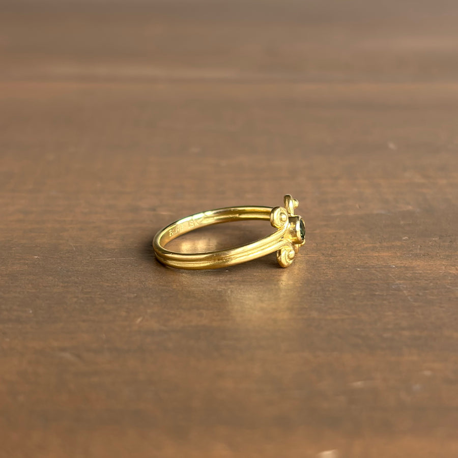 Green Tourmaline Scroll Ring