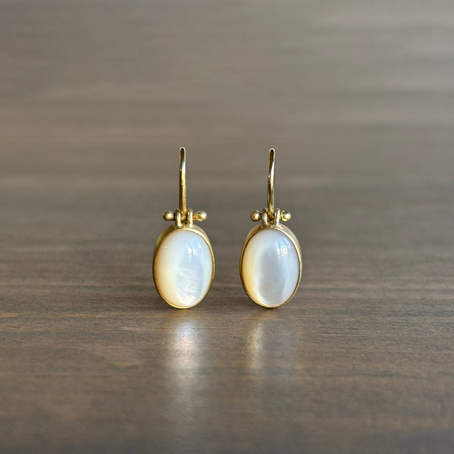 Oval Mother of Pearl Cabochon Earrings