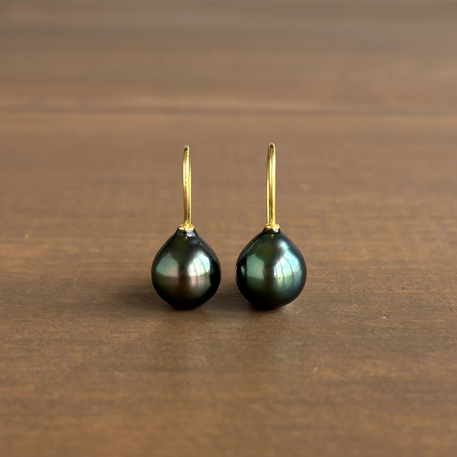 Rainbow-Hued Tahitian Pearl Drop Earrings