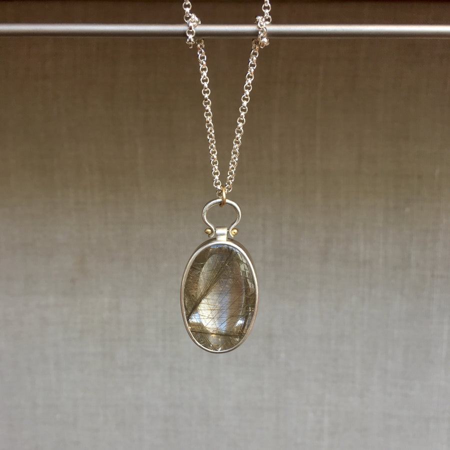 Oval Rutilated Quartz Pendant