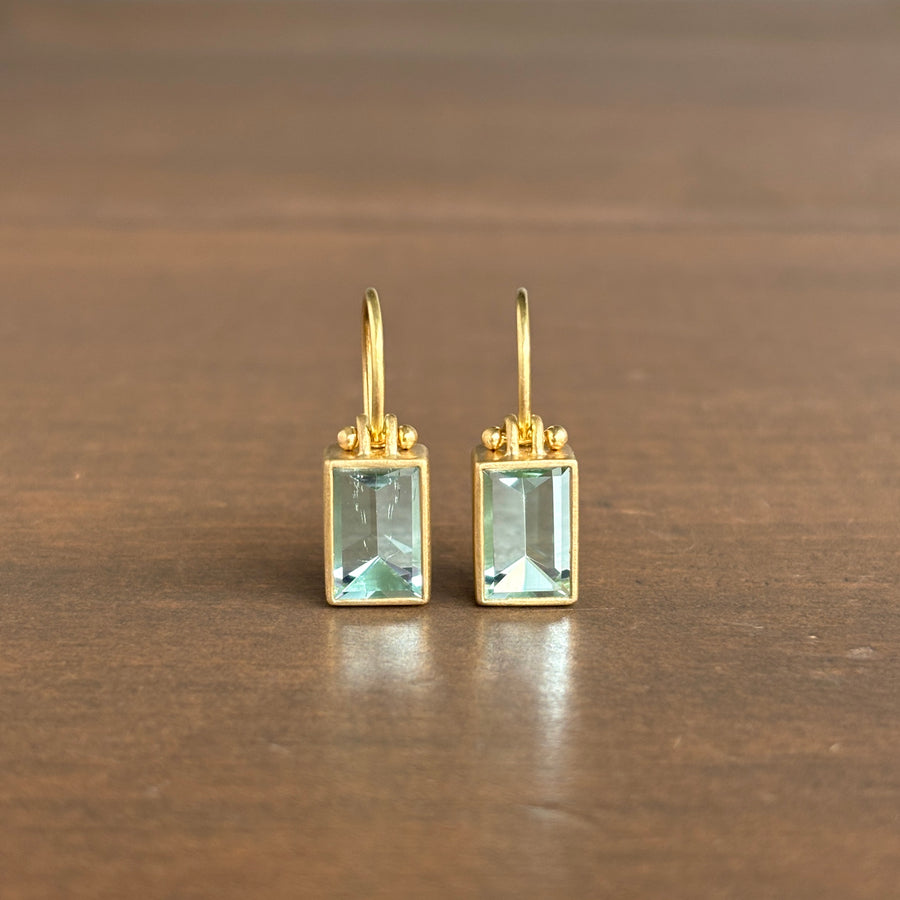 Emerald Cut Beryl Earrings