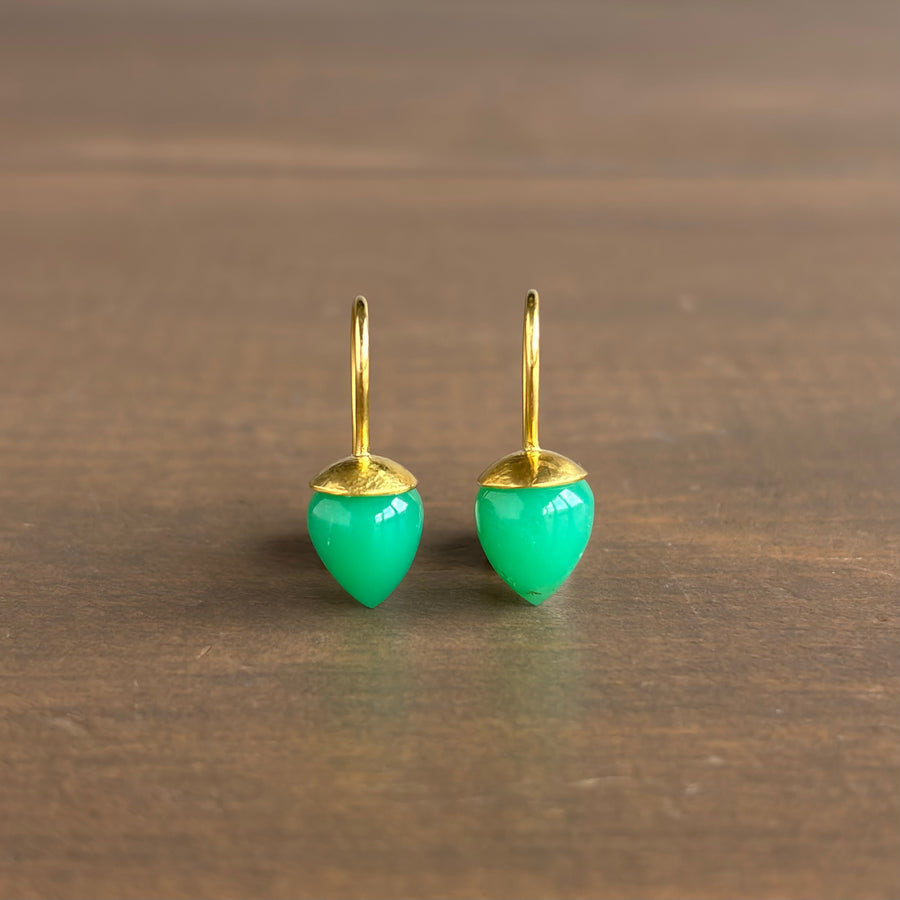 Chrysoprase Hammered Dome Earrings