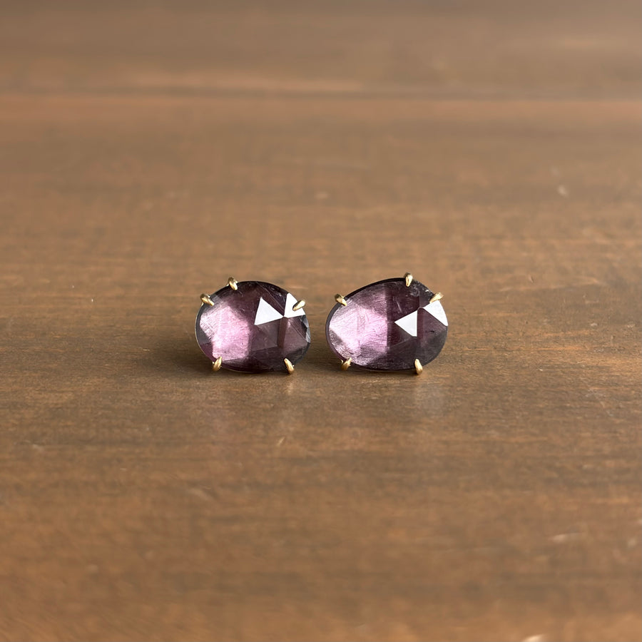 Plum Tourmaline Vanity Stud Earrings