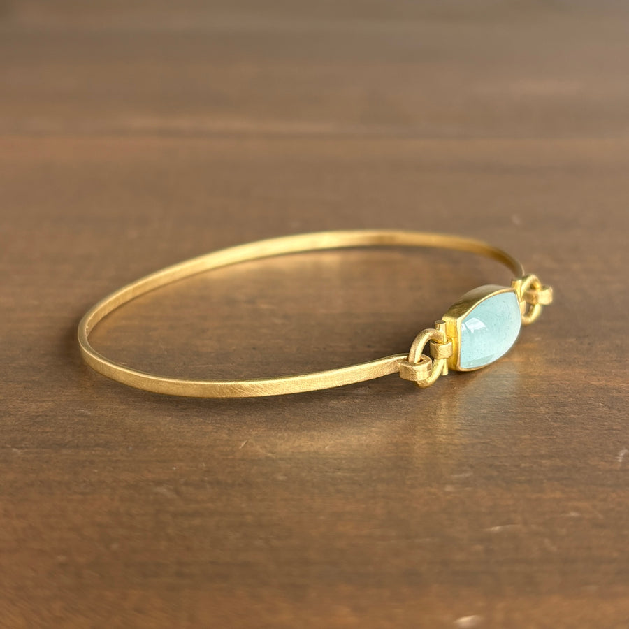 Milky Aquamarine Elongated Rectangle Cabochon Bracelet