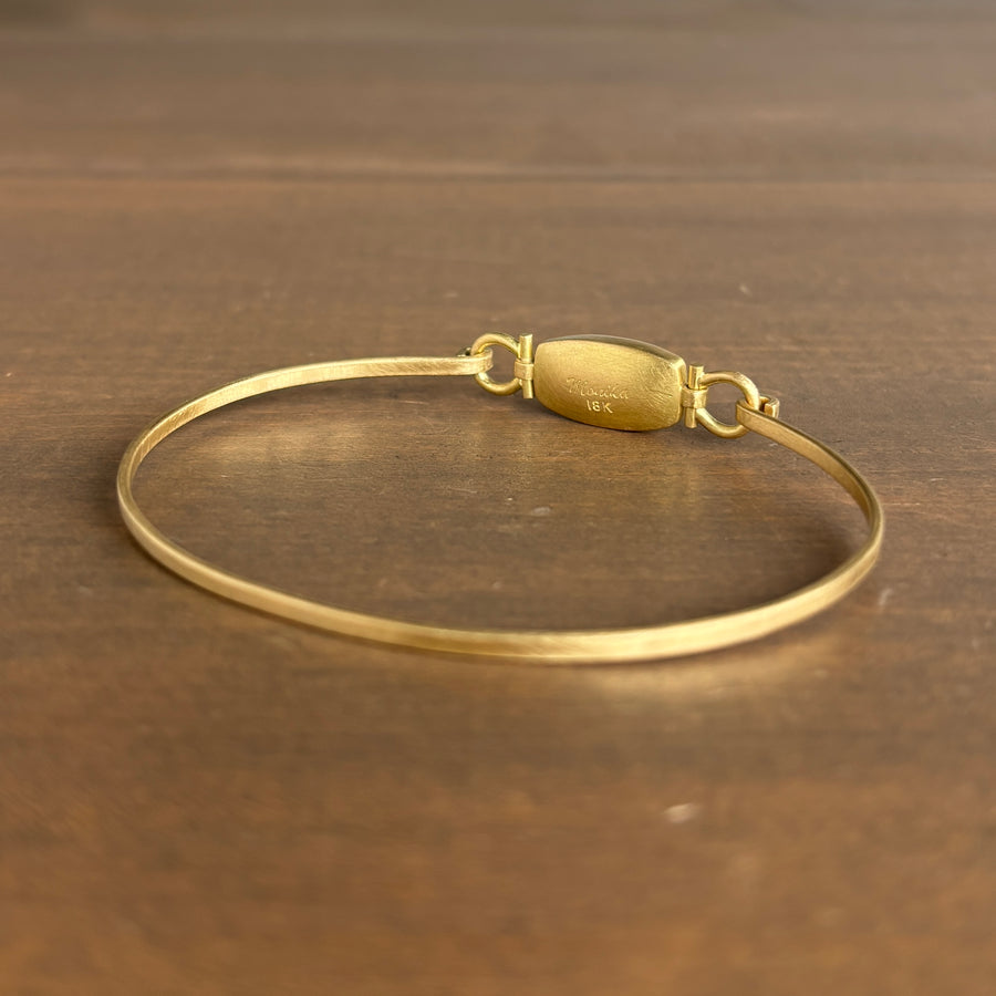 Milky Aquamarine Elongated Rectangle Cabochon Bracelet