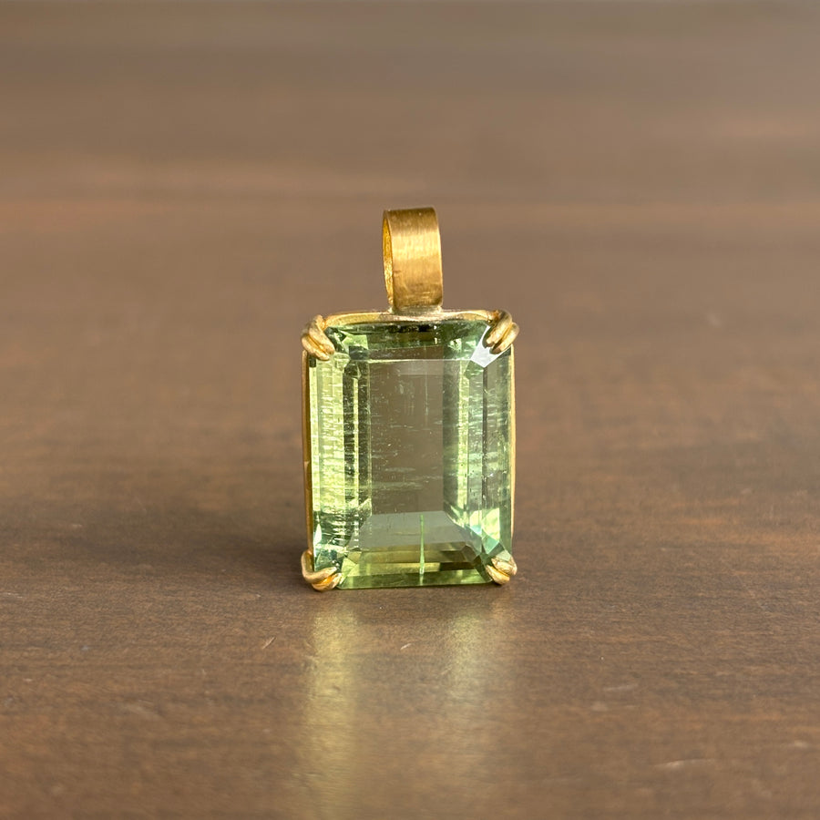 Emerald Cut Green Beryl Pendant