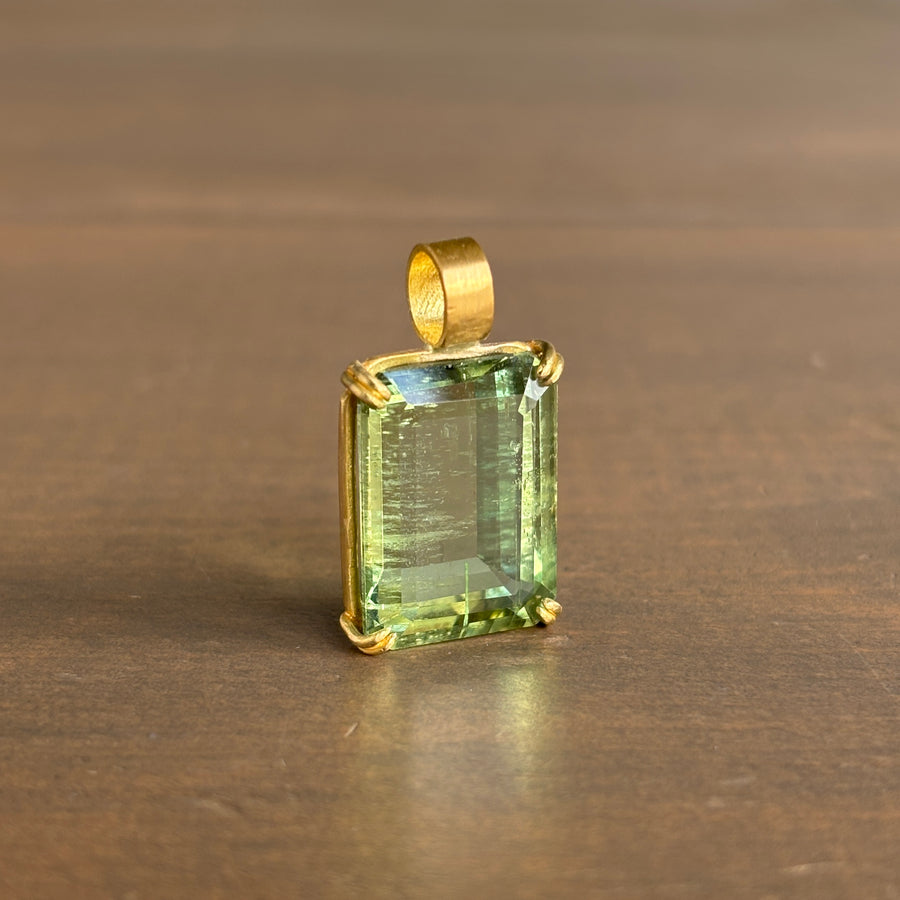 Emerald Cut Green Beryl Pendant