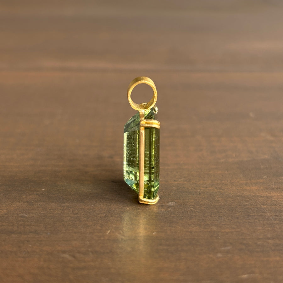 Emerald Cut Green Beryl Pendant