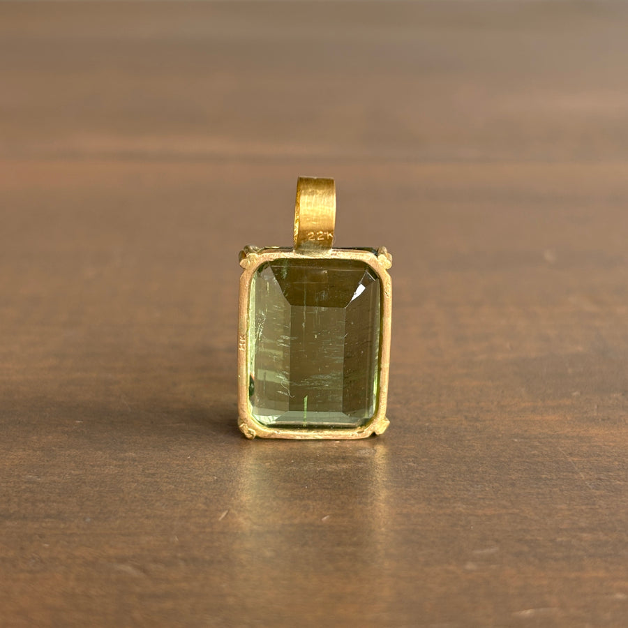 Emerald Cut Green Beryl Pendant