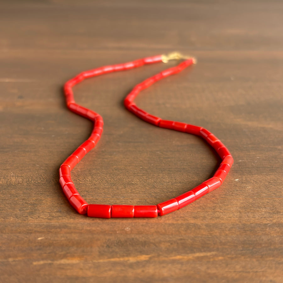 Red Coral Bead Necklace