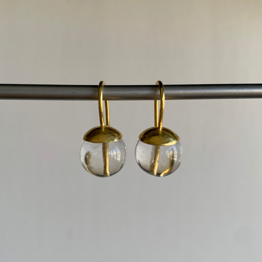 Hammered Dome Himalayan Quartz Earrings