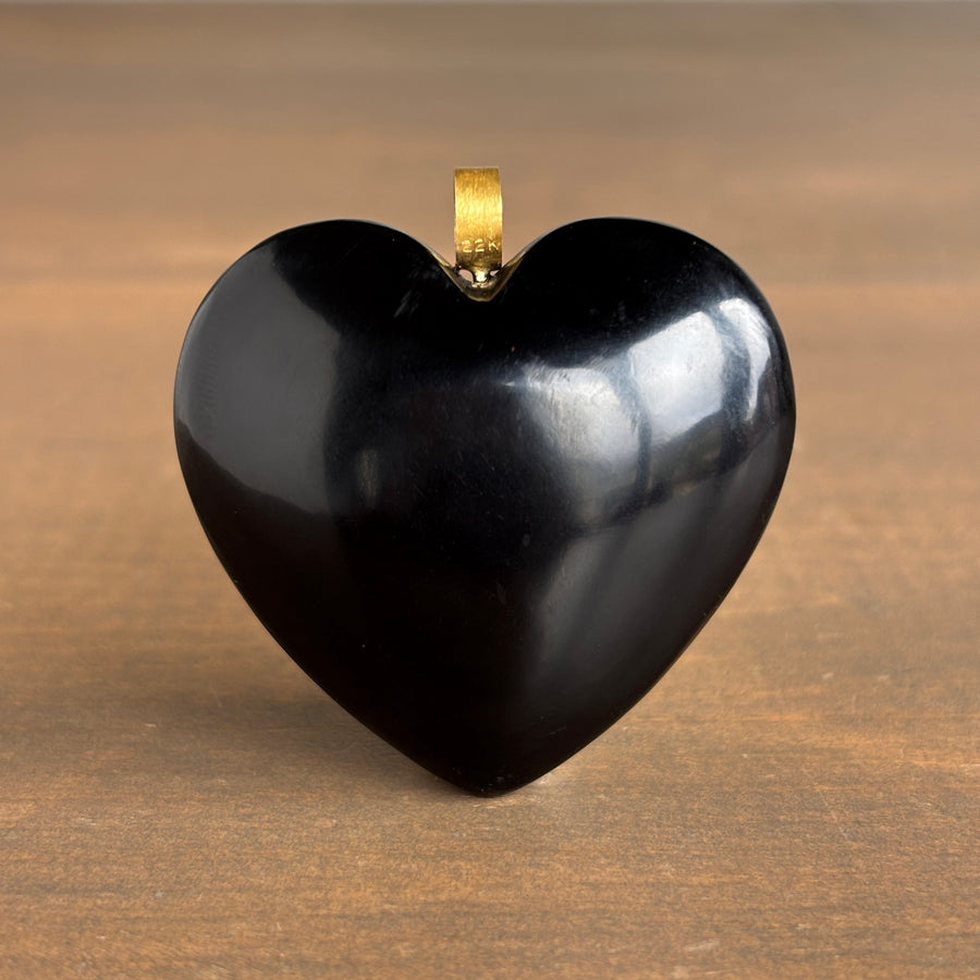 Rosanne Pugliese Large Petrified Wood Heart Pendant front view