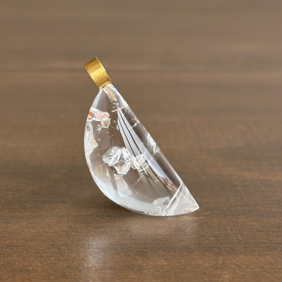 Rosanne Pugliese Large Phantom Quartz Crescent Moon Pendant front view