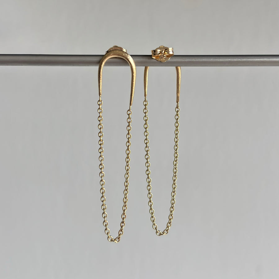 Gold Swinger Dangle Chain Earrings