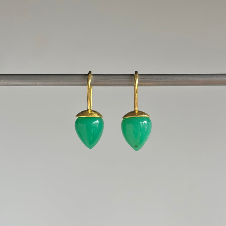Chrysoprase Hammered Dome Earrings