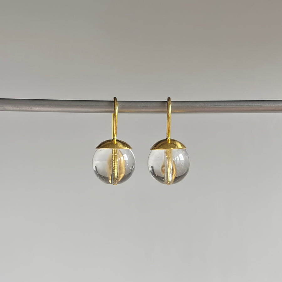 Himalayan Quartz Hammered Dome Earrings