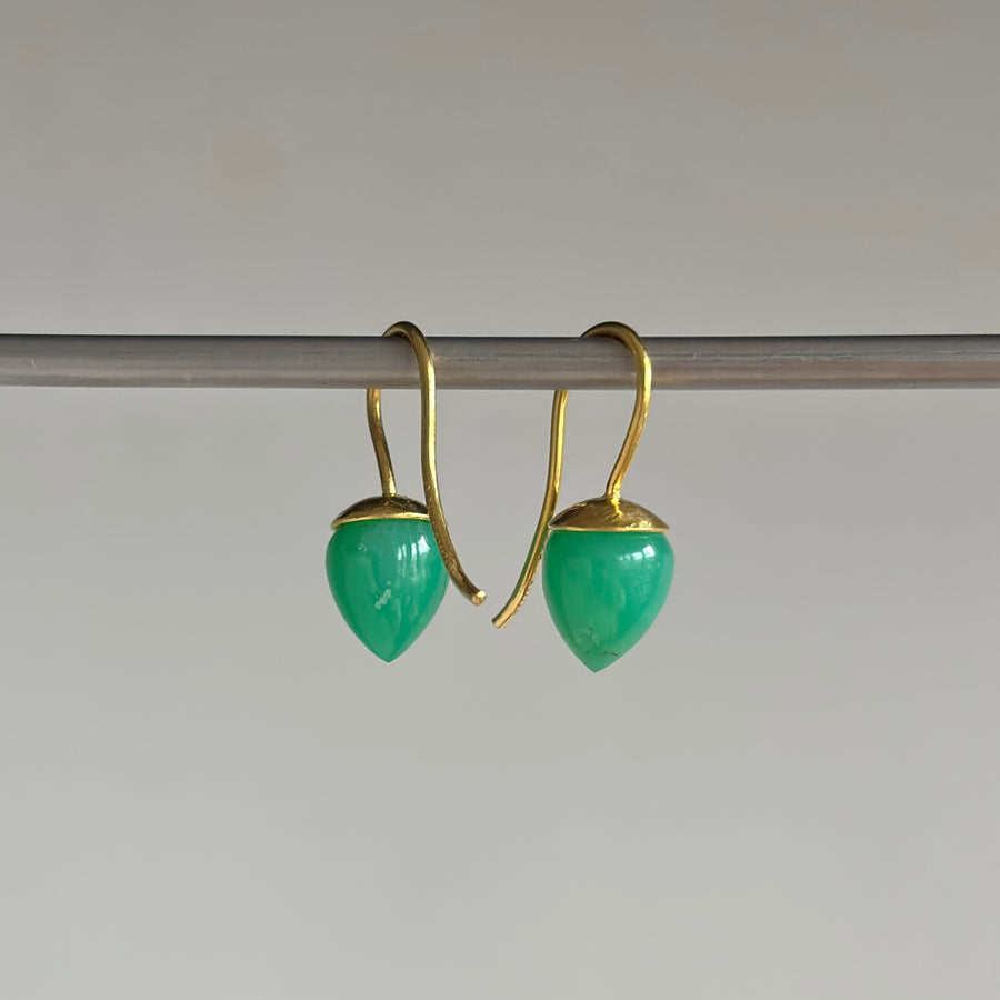 Chrysoprase Hammered Dome Earrings