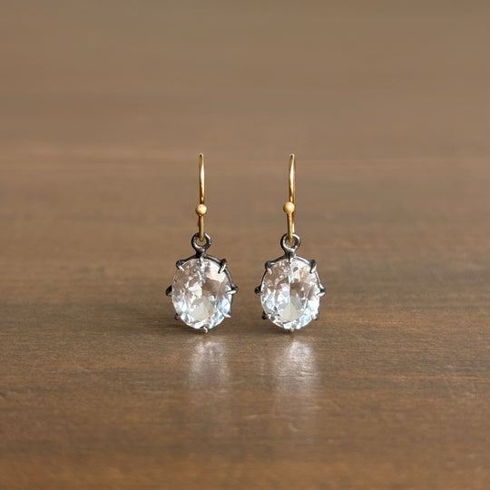 Rosanne Pugliese Mixed Metal Faceted White Topaz Oval Earrings main image