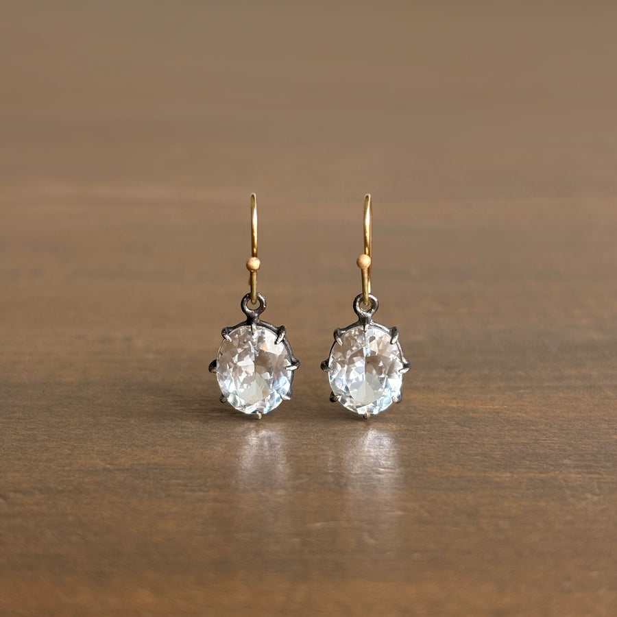 Rosanne Pugliese Mixed Metal Faceted White Topaz Oval Earrings main image