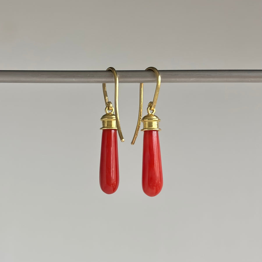 Red Coral Etruscan Earrings