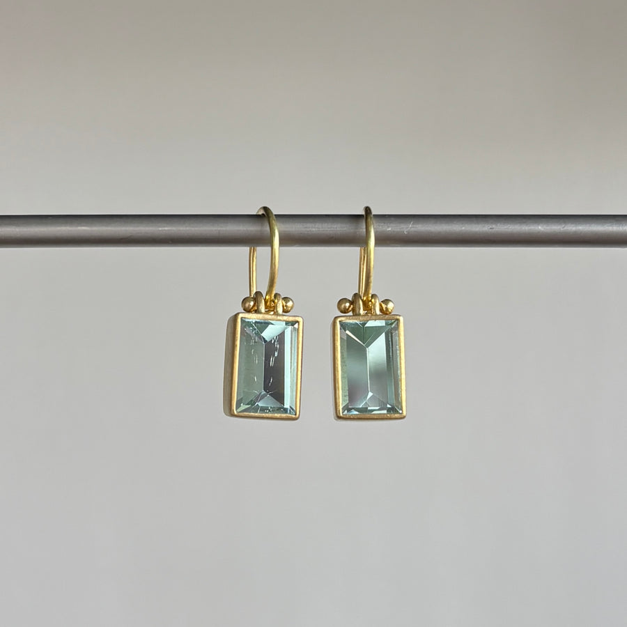 Emerald Cut Beryl Earrings