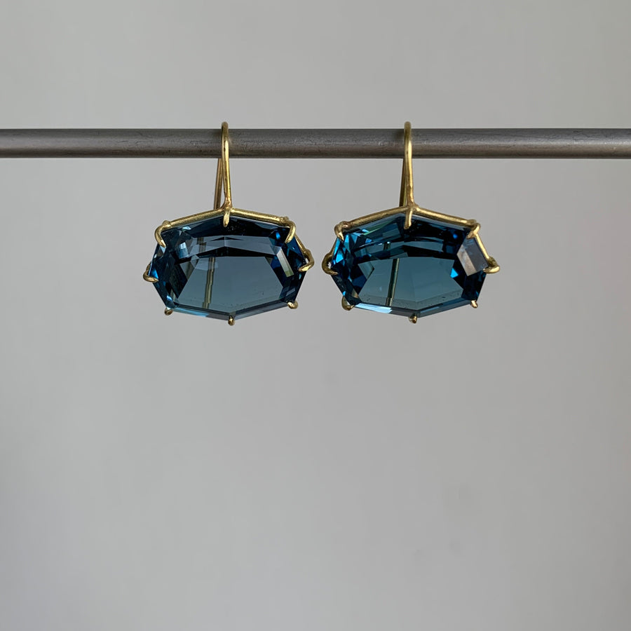 Faceted London Blue Topaz Octagon Earrings
