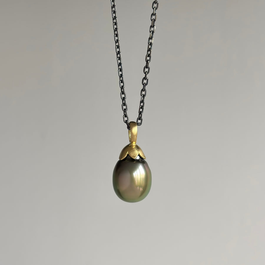 Morning Glory Tahitian Pistachio Pearl Pendant
