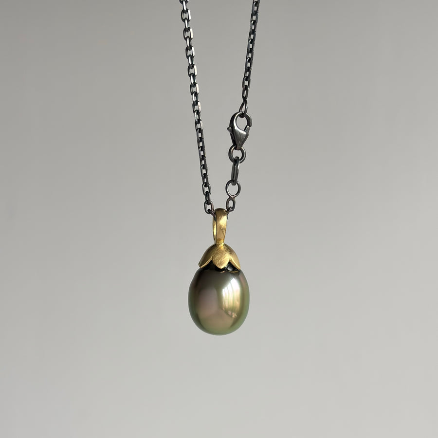 Morning Glory Tahitian Pistachio Pearl Pendant