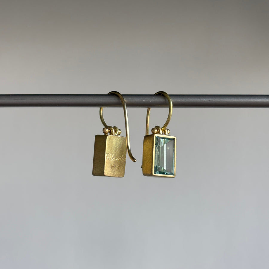 Emerald Cut Beryl Earrings