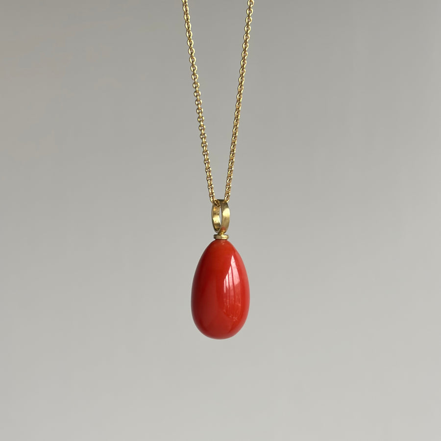 Red Coral Drop Pendant