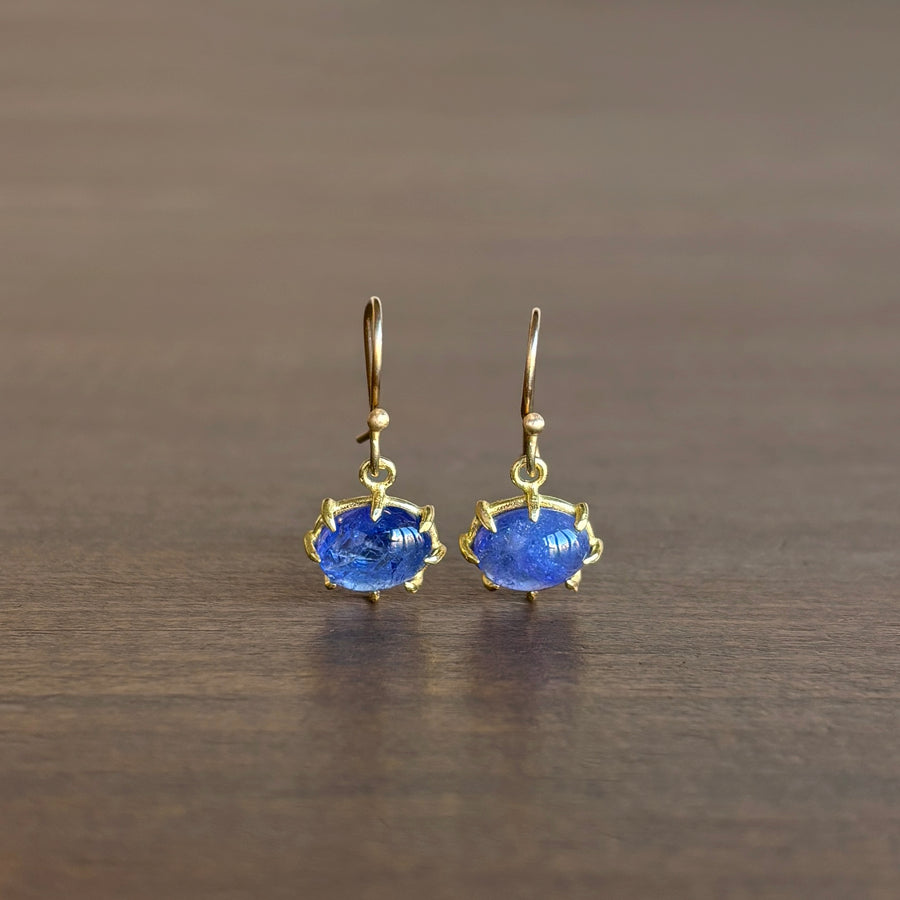 Mini Oval Tanzanite Cabochon Earrings