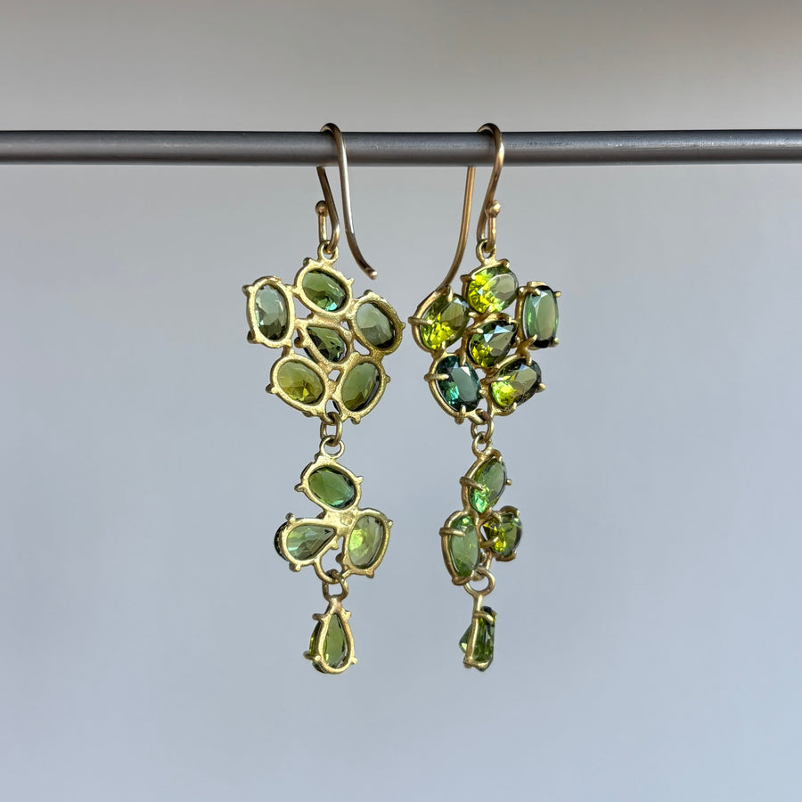 Rosanne Pugliese Green Tourmaline Mosaic Drop Earrings side view 1
