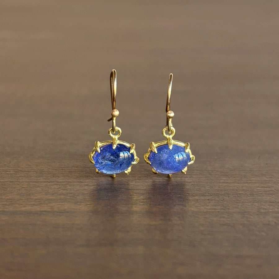 Mini Oval Tanzanite Cabochon Earrings