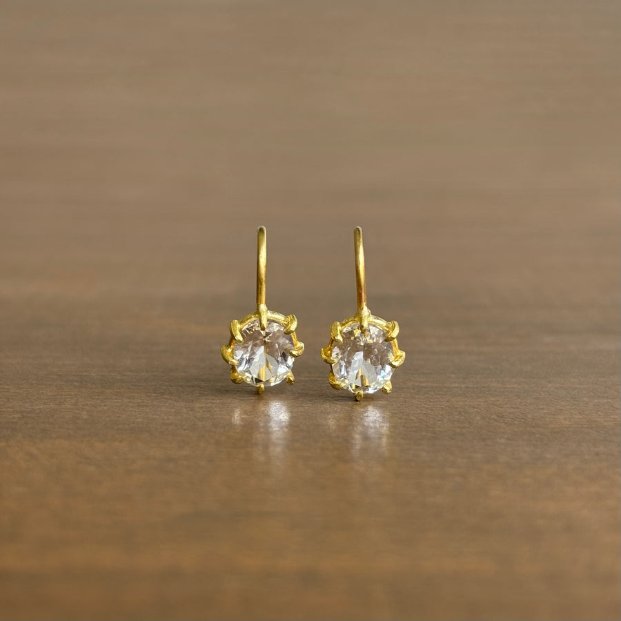Mini Oval White Topaz Stationary Earrings