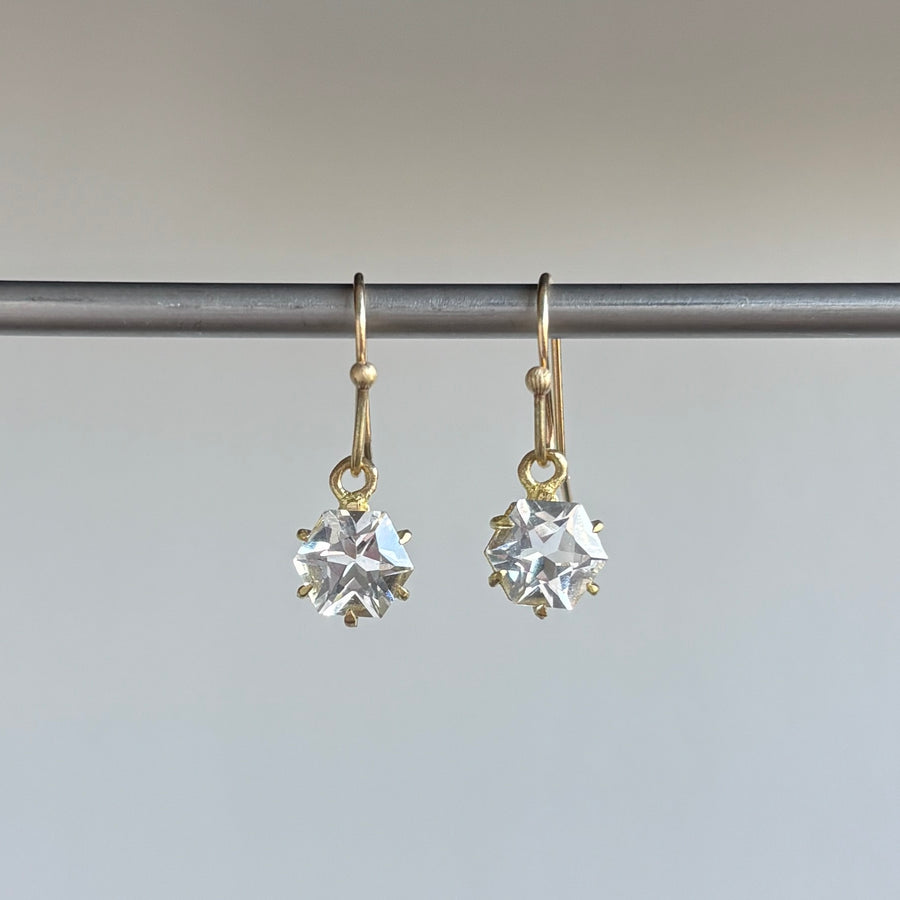 Rosanne Pugliese Mini Geometric White Topaz Earrings hanging view