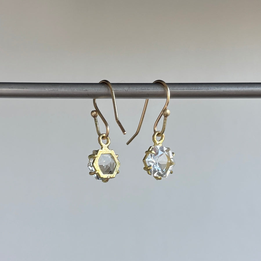 Rosanne Pugliese Mini Geometric White Topaz Earrings side view 1