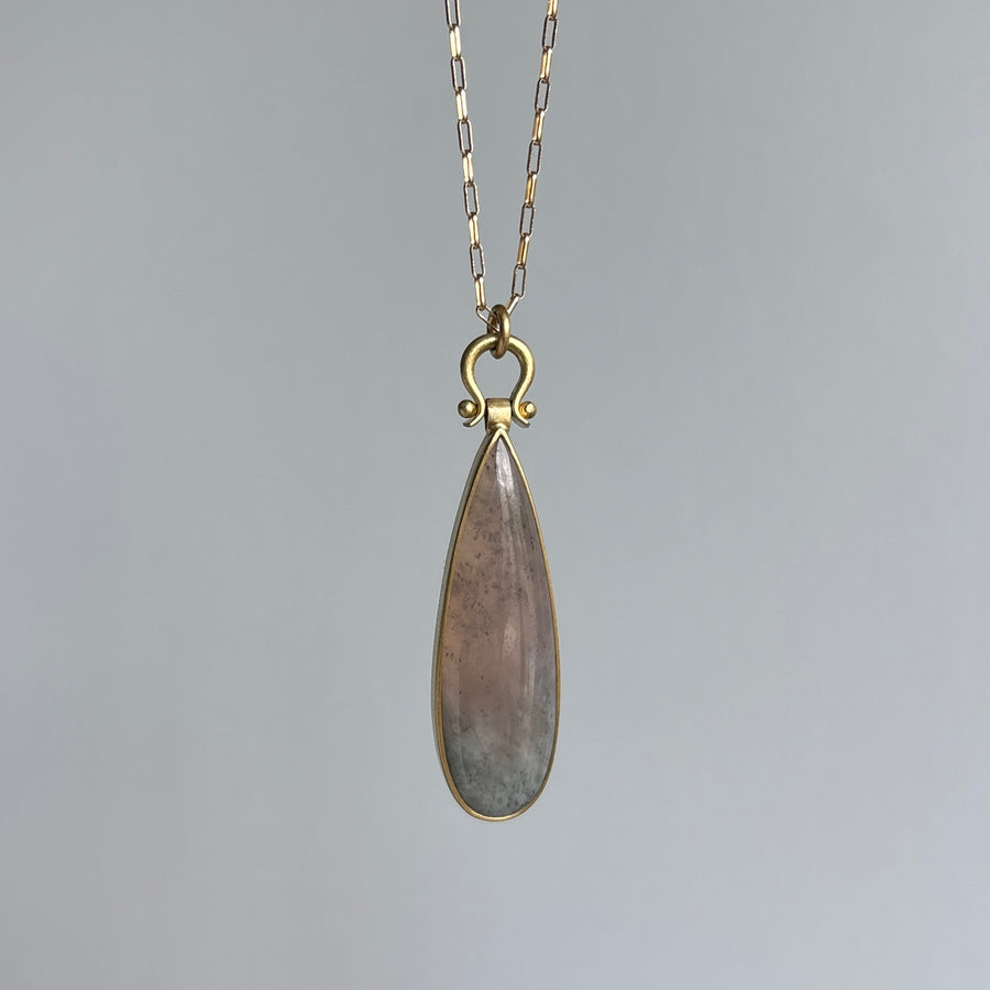 Pastel Watermelon Garnet Teardrop Pendant