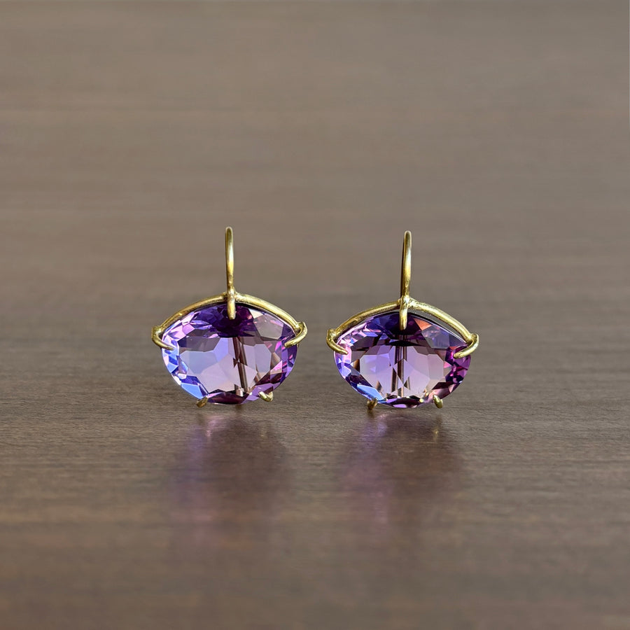 Asymmetrical Violet Amethyst Petal Earrings
