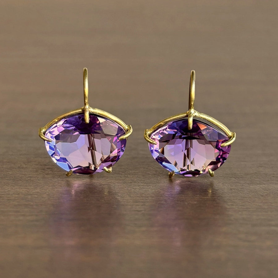 Asymmetrical Violet Amethyst Petal Earrings