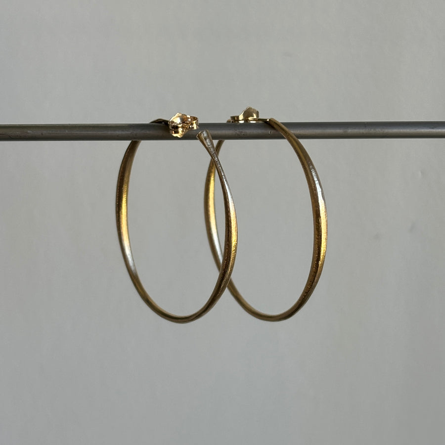 Large Hewn Oval Posted Hoop Earrings