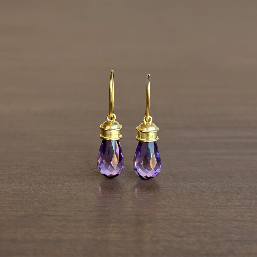 Amethyst Briolette Etruscan Earrings